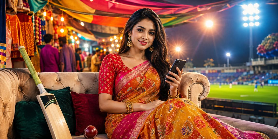 বগুড়ায় শাড়ি পরা একজন নারী বড় ক্রিকেট বেটিং উপভোগ করছেন